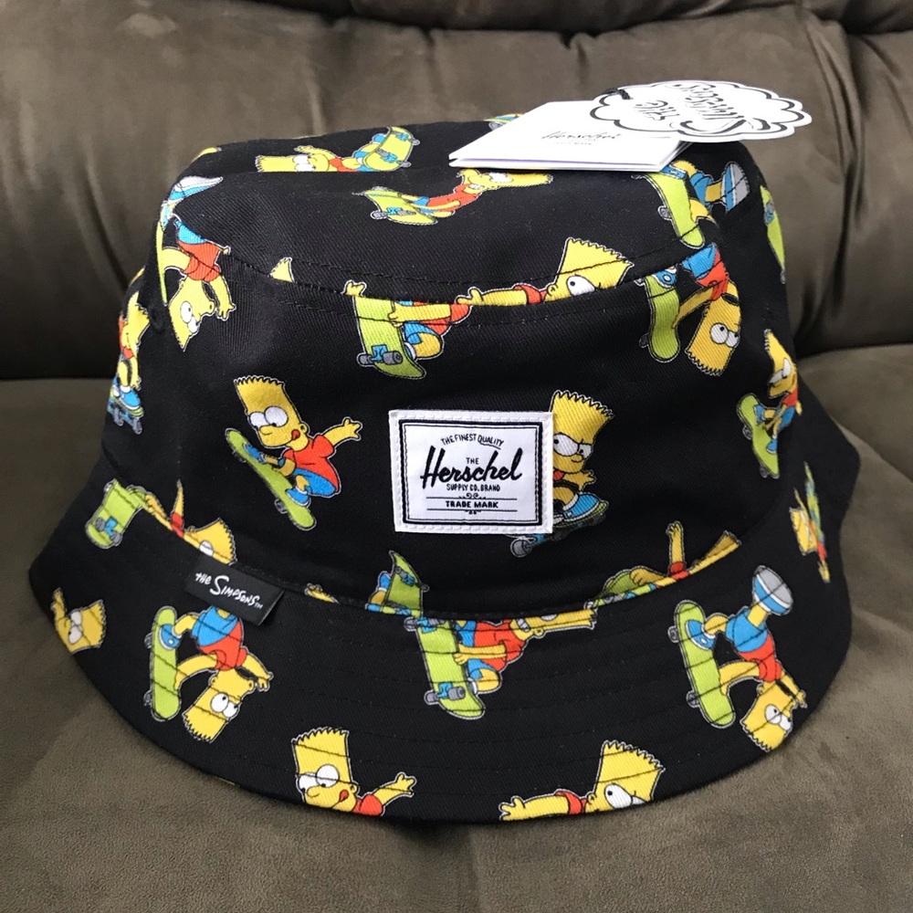Herschel Supply Co Simpsons Bart Skateboarding Norman Black Bucket Hat Unisex